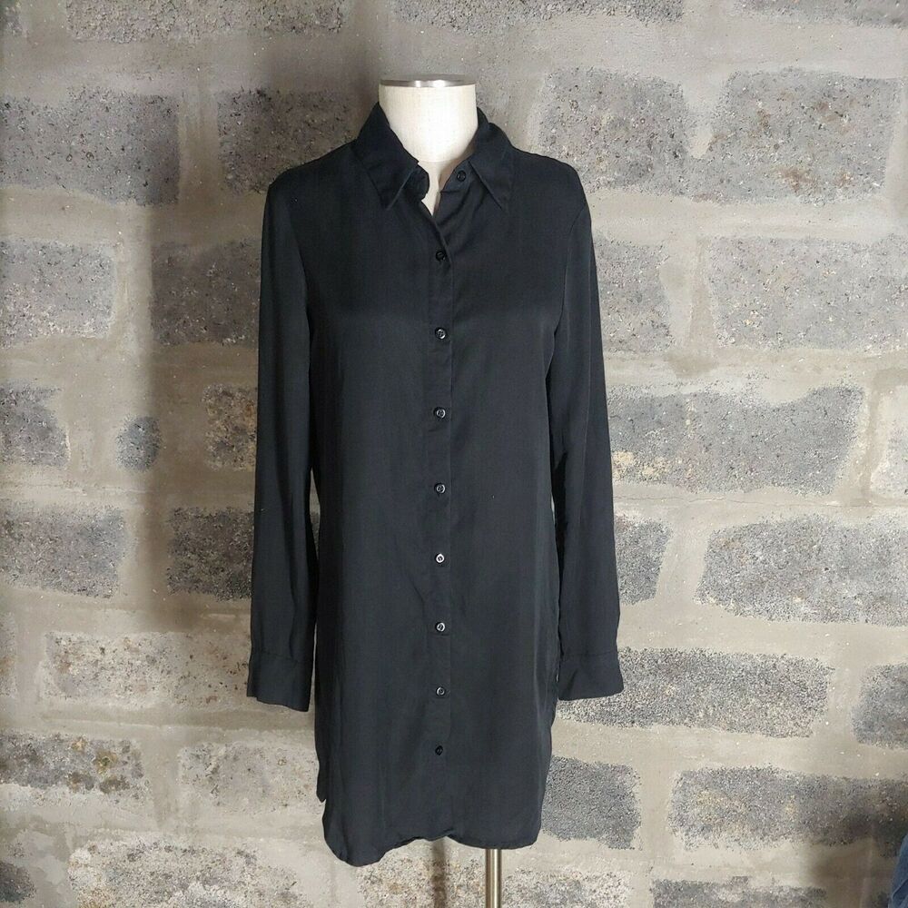 WAYF sz S black button front shirt dress 100% rayon long sleeve SOLD OUT